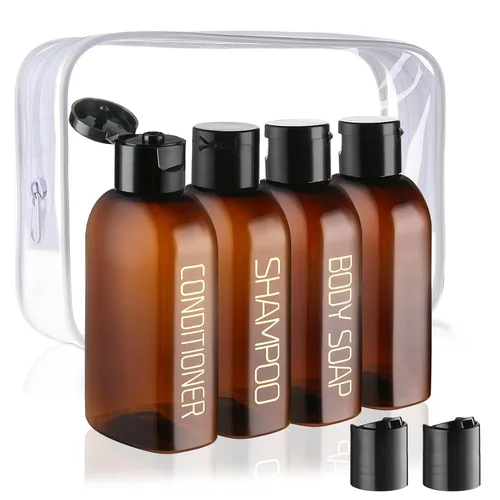 Miniatura 11 de Cosywell Kit de viaje de botellas exprimibles a prueba de fugas – 4 piezas de 3.4 onzas aprobadas por la TSA para champú, acondicionador y artículos