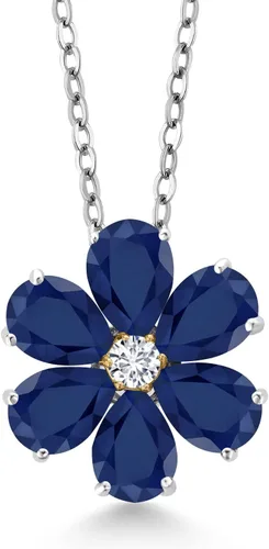 Miniatura 21 de Gem Stone King Collar de plata de ley 925 y oro amarillo de 10 quilates con piedra natal y diamantes cultivados en laboratorio, forma de pera
