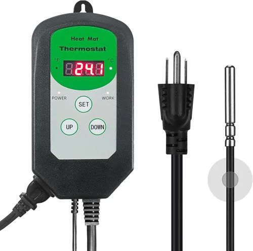 Termostato digital con termostato térmico (certificado EMC) para germinación de semillas, reptiles e invernadero de incubación de cría de cerveza,
