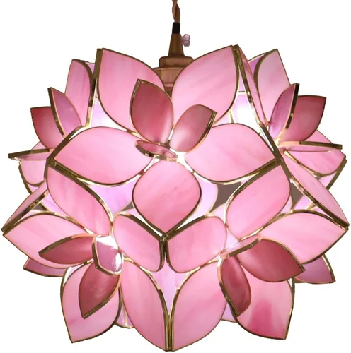 Miniatura 43 de Bieye L10749 - Lámpara colgante de techo de vidrio manchado estilo Tiffany con pantalla de 8 pulgadas de ancho (naranja, 8" flor de cerezo)