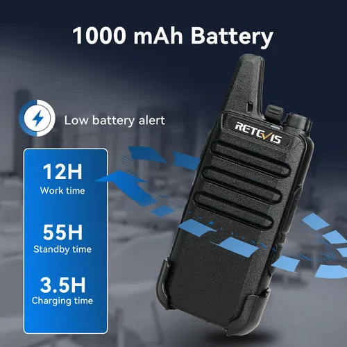Miniatura 3 de Retevis RT22 Walkie Talkies Mini, radio bidireccional recargable de largo alcance, radio de 2 vías pequeña, VOX portátil, para negocios, negocios