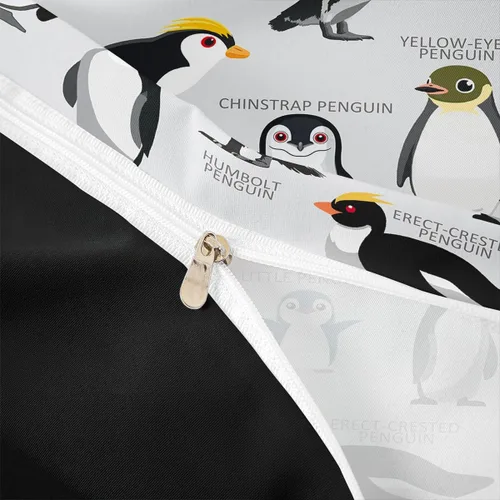 Miniatura 6 de Erosebridal Funda de edredón de pingüinos tamaño Queen, juego de ropa de cama de pingüinos negros y blancos, funda de edredón de animales lindos