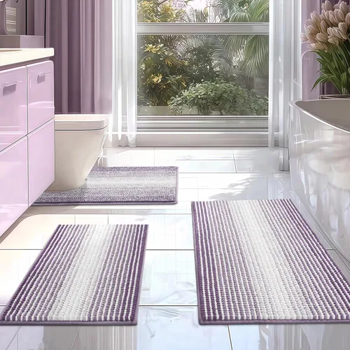 Miniatura 22 de BSICPRO Juego de alfombras de baño de 3 piezas, alfombrillas de inodoro en forma de U con contorno, juego de alfombrilla de baño, alfombrilla