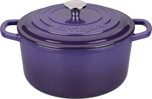 Miniatura 7 de VORRINGARD Olla de horno holandés de hierro fundido esmaltada con tapa, para hornear pan de masa madre, hornos holandeses redondos, 4.5 cuartos