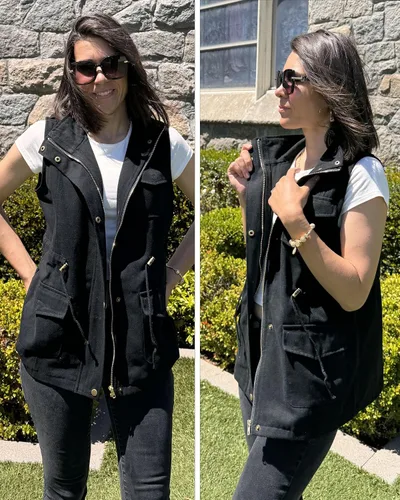 Miniatura 3 de Beyove - Chaleco consin capucha tipo cargo estilo militar para mujer, ligero, sin mangas