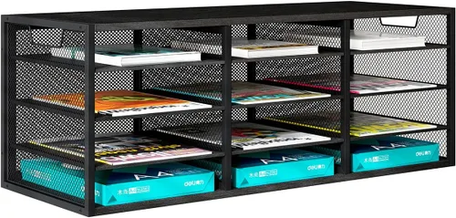 Miniatura 16 de PAG - Soporte para correo masivo, organizador de literatura ajustable para encimera, buzón de estudiante, organizador de papel de factura de Negro