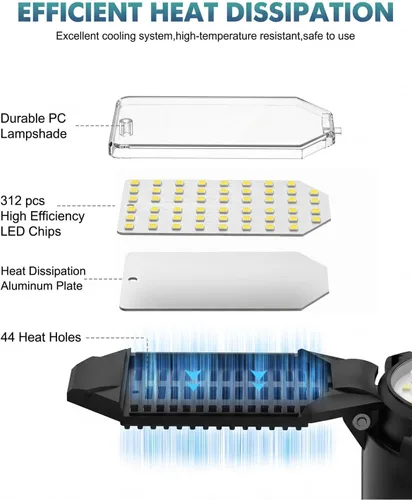 Miniatura 4 de BRAINIAC Bombilla LED para garaje de 150 W, 15000 lm, luces de techo de garaje deformables con 6 paneles ajustables, E26/E27, luces de tienda