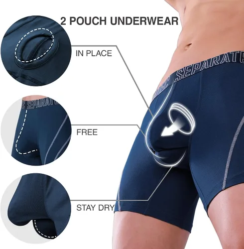 Miniatura 4 de Separatec - Calzoncillos tipo bóxer para hombre, 7 unidades, algodón, elásticos, separados