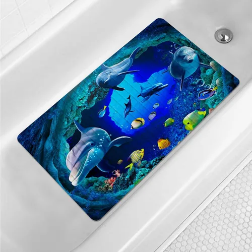 Miniatura 17 de Tapete de baño floral bohemio morado antideslizante con flores abstractas para ducha, tapete de baño botánico para bañera con ventosas y agujeros