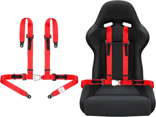 Yakitoko Arnés de Seguridad Universal de 4 Puntos de 2 Pulgadas Compatible con Go Kart, UTV, ATV, Racing Rojo