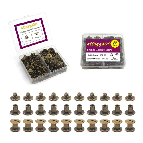 Miniatura 24 de 50 Juegos M5*6 Negro Pistola Kit de Tornillos Chicago Remaches de Cuero Tornillos Remaches Chicago Botones de Tornillos DIY Acabado de Cuero