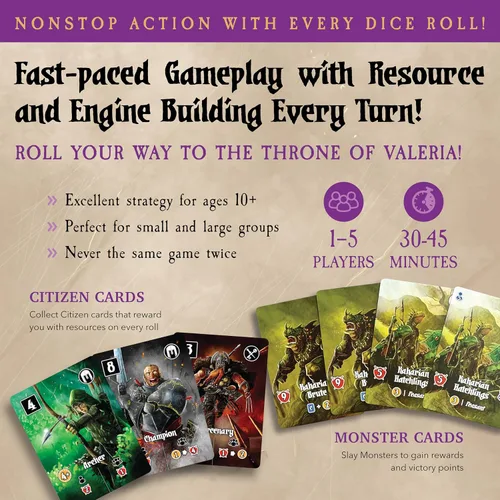Miniatura 2 de Valeria Card Kingdoms Juego de mesa – Estrategia y rodar dados con gestión de recursos – Diversión para adolescentes, adultos, noche