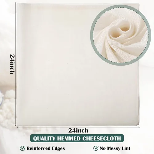 Miniatura 2 de Reginary - 24 piezas de paños de queso de 20 x 20 pulgadas a granel, grado 100, paño de queso con dobladillo para colar, de algodón sin blanquear