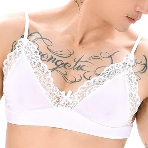 Miniatura 4 de ABAFIP Ropa interior de encaje para hombre, brasier floral, con lazo, cintura baja, bragas transparentes, bikini, ropa de dormir