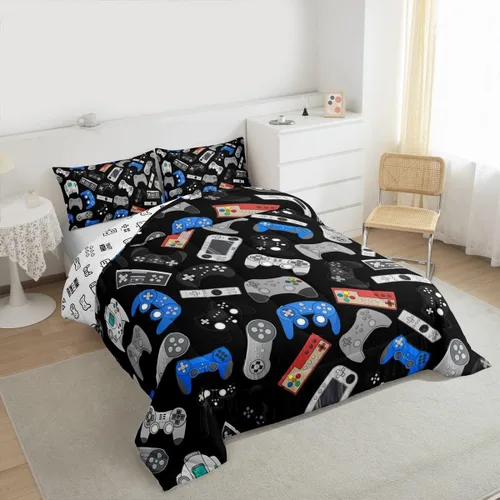 Miniatura 6 de Erosebridal Juego de Edredón para Adolescentes con Gamepad, Edredón Moderno para Gamers de Plumón Tamaño Twin para Niños Varones Niños Jóvenes