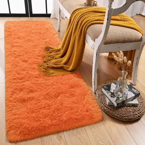 Miniatura 21 de Alfombra Corredor Suave de Pelo Largo para Dormitorio, 2 x 6 pies, alfombras esponjosas con parte inferior antideslizante para pasillo, junto a