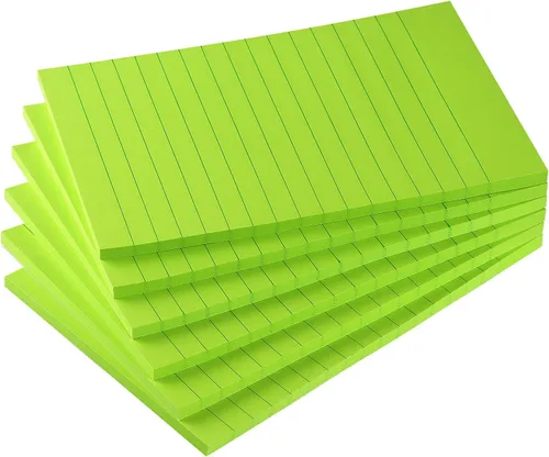 Miniatura 16 de Early Buy - Blocs de notas adhesivas con líneas 4x6, notas autoadhesivas de 6 colores brillantes, 6 blocs, 45 hojas/bloc