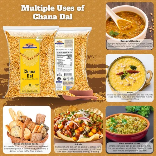 Miniatura 3 de Rani Chana Dal (garbanzos desi divididos sin piel) 64 oz (4 libras) 4.0 lbs a granel ~ Todo natural Apto para gluten Sin OMG Kosher Vegano