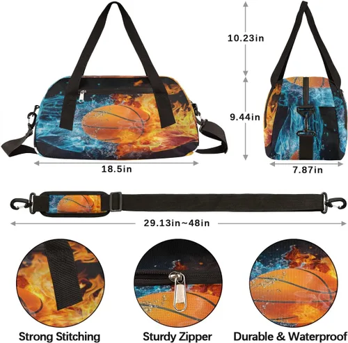 Miniatura 4 de Bolsa de lona para niños, bolsa de gimnasio deportiva para niños, niñas y adolescentes, bolsa de mano para el fin de semana, bolsa de viaje