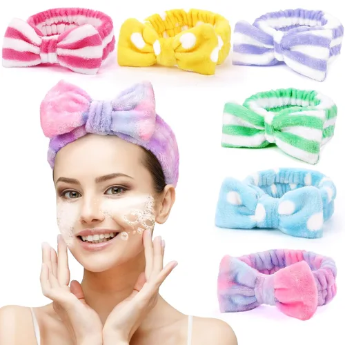Miniatura 11 de UMIKU Paquete de 8 diademas faciales para mujeres - Suaves en polar de coral, cosméticas y para el cuidado de la piel, envolturas para el cabello