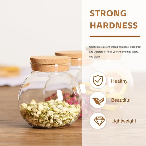 Miniatura 4 de 1 botella vacía transparente de vidrio de borosilicato alto con tapa de corcho, recargable de gran capacidad, frascos sellados, frascos, dispensador