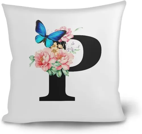 Miniatura 4 de Fundas de almohada decorativas del alfabeto, fundas de almohada con estampado floral de la letra B, fundas de almohada cuadradas suaves, fundas