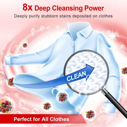Miniatura 2 de Hojas de detergente para ropa Binbata, hasta 128 cargas con aroma a bayas, hipoalergénicas, ecológicas, biodegradables, sin plástico, sin líquido