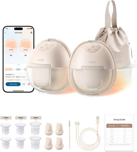 eufy Security Extractor de leche con calefacción S1, extractor de leche manos libres con tecnología HeatFlow líder en la industria, OptiRhythm