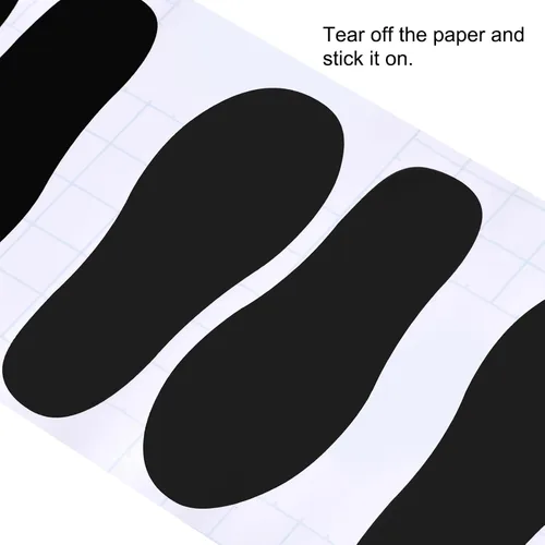 Miniatura 5 de PATIKIL Adhesivo de huellas de 6 x 2 pulgadas, 4 pares de PVC para suelo de zapatos pequeños para decoración de clase, guía de escaleras, color negro