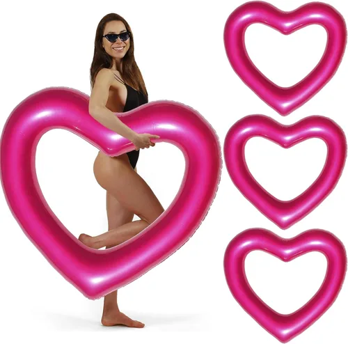 Miniatura 20 de LOTELI - Flotadores de piscina con forma de corazón originales para adultos, más gruesos y fuertes, flotadores inflables grandes para fiestas, Blanco