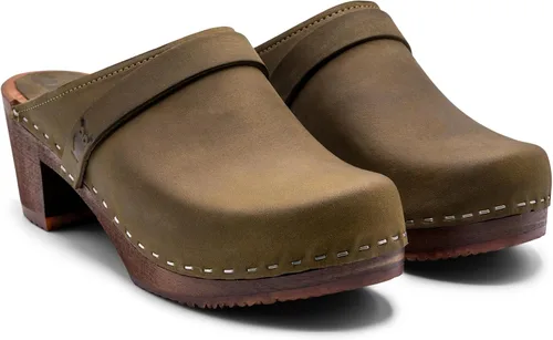 Miniatura 4 de Sandgrens Zuecos de madera sueca hechos a mano para mujer, mule de tacón alto Dublín