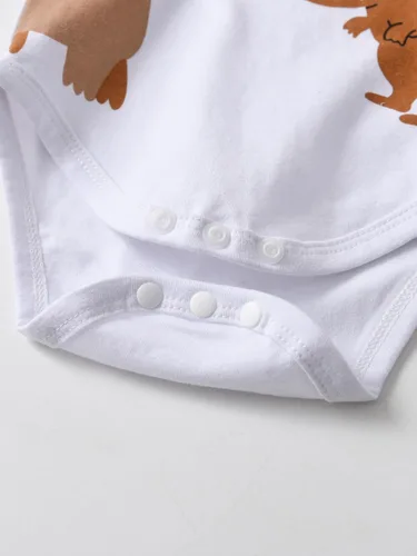 Miniatura 82 de Conjunto de 3 piezas de ropa de bebé recién nacido con estampado de manga larga + pantalones + sombrero
