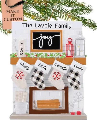 Miniatura 20 de Adorno personalizado para familia grande de 10 personas 2025 Personalización gratuita en 24 horas Adornos navideños de chimenea grabados