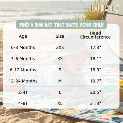 Miniatura 7 de Durio Sombrero para el sol para bebé, sombrero de playa de verano, UPF 50+, protección solar, sombreros para niños, regalos para niños y niñas