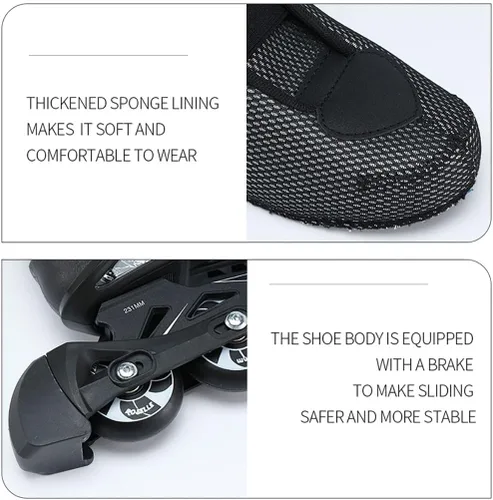 Miniatura 3 de Patines profesionales en línea, unisex, para exteriores, para adultos, hombres y mujeres, niños y niñas (negro, talla 4-12)