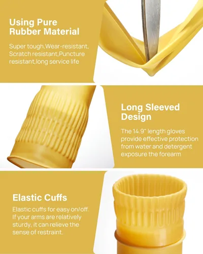 Miniatura 5 de Guantes de goma para lavar platos, 3 o 6 pares, guantes de cocina y reutilizables.