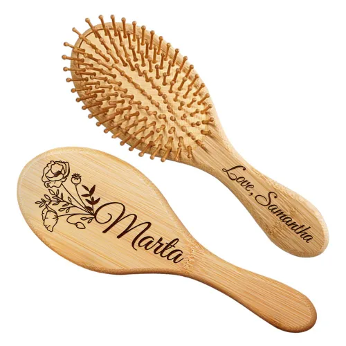 Cepillo de pelo de madera personalizado para mujeres, cepillo de pelo con nombre personalizado y flor de nacimiento, regalos para mamá, esposa,