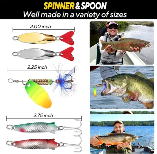 Miniatura 6 de TOPFORT Kit de 187/343 piezas de accesorios de pesca, Caja de aparejos de pesca organizada con aparejos incluidos, anzuelos de pesca, pesas de Kit