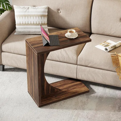 Miniatura 14 de Tribesigns - Mesa auxiliar en forma de C para sofá, mesa lateral para sofá, mesa en forma de C para espacios pequeños, sala de estar, dormitorio