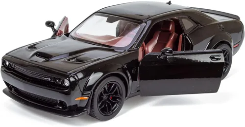 Miniatura 3 de All Star Toys 2018 Challenger SRT Hellcat Widebody Negro con interior rojo 1/24 Modelo de Diecast Motormax 79350 Edición Exclusiva