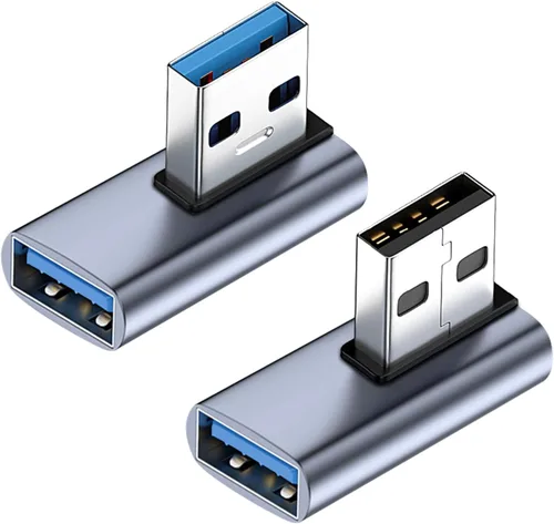 Miniatura 10 de UCEC Adaptador USB de 90 grados, adaptador de ángulo recto USB 3.2, ángulo izquierdo y recto horizontal USB A macho a USB A hembra, conector