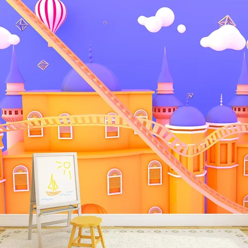 Miniatura 20 de IDEA4WALL Adhesivo mural removible para pared, cielo azul, castillo mágico místico, fantasía y ciencia ficción, arquitectura, fotografía, arte
