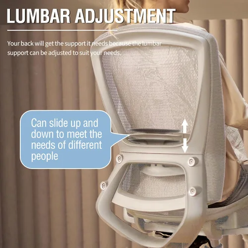 Miniatura 7 de ELABEST T96 - Silla de oficina de malla, silla de escritorio ergonómica para computadora, silla de tarea resistente - Soporte lumbar y reposabrazos