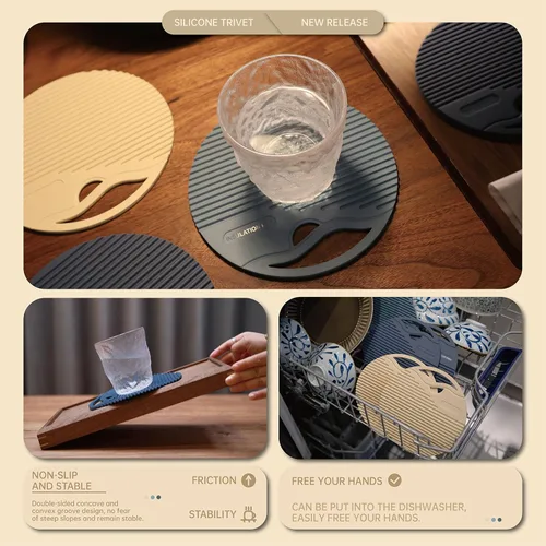 Miniatura 5 de Salvamanteles de silicona para platos calientes, salvamanteles resistentes al calor para ollas y sartenes calientes, almohadillas calientes