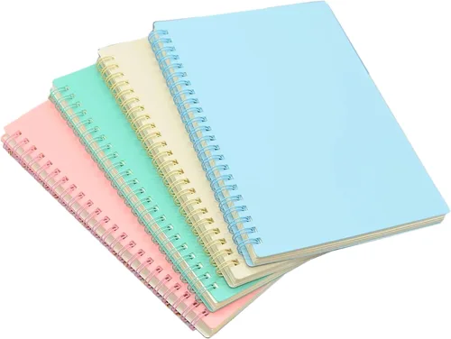 Miniatura 8 de 4 cuadernos en espiral tamaño A5, 4 colores de 8.3 x 5.9 pulgadas de grosor, tapa dura de plástico de 0.276 in, 80 hojas con rayas universitarias