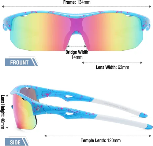 Miniatura 36 de DUCO DK261 - Gafas de sol deportivas de béisbol para jóvenes, con marco TR90 irrompibles, ligeras, para niños y niñas