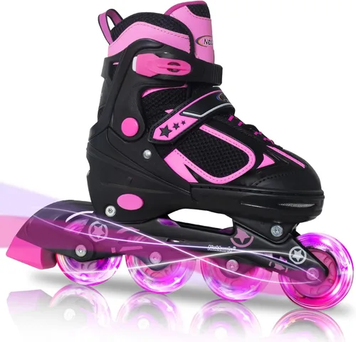 Miniatura 11 de Nattork Blade - Patines para niños con rueda iluminada, para exteriores e interiores, patines negros en línea iluminados para niños pequeños de 5 a