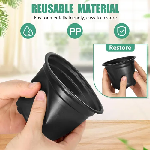 Miniatura 4 de Paquete de 60 macetas de 3 pulgadas para plantas, macetas de plástico para semillas con agujeros de drenaje, pequeñas macetas de plástico