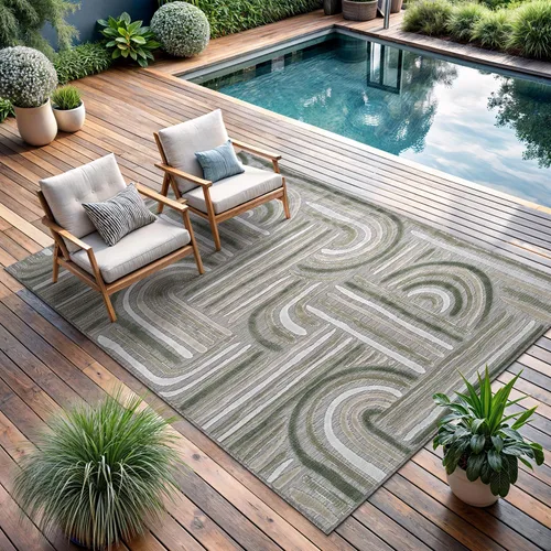 Miniatura 30 de CAMILSON Alfombra para Interiores y Exteriores, Alfombras de Área Azules 5x7 con Hojas Tropicales Botánicas para Patios Interiores y Exteriores