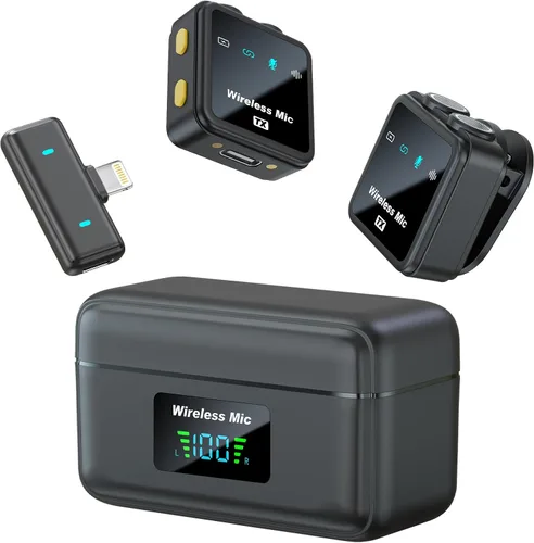Miniatura 10 de VM32 Mini micrófono inalámbrico para iPhone 17 16 15 teléfono Android, micrófono de solapa Lavalier USB C con estuche de carga de 40 horas